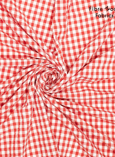 Fibremood seersucker rood en wit - Muriel