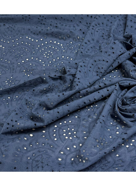 Madeline beautiful embroidery option scalloped edge - navy blue