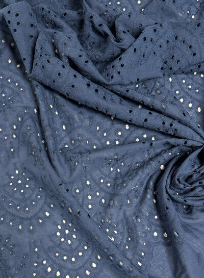 Madeline prachtige broderie optie geschulpte rand - marineblauw