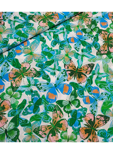Madeline green butterflies woven viscose jacquard