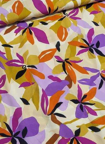 Swafing malis mustard and lilac flower - viscose