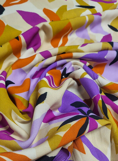 Swafing malis mustard and lilac flower - viscose
