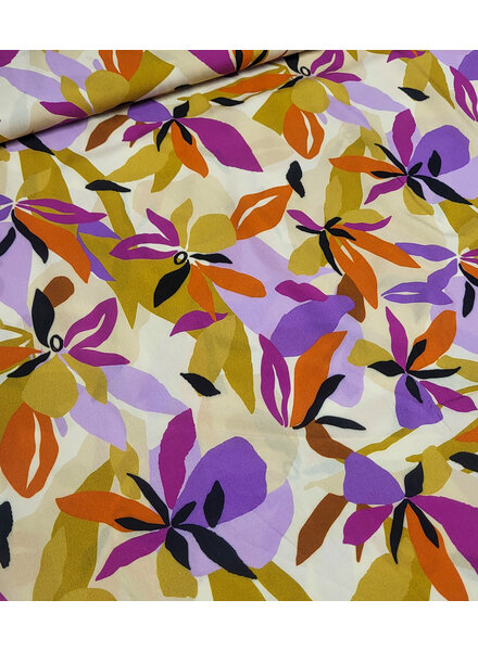 Swafing malis mustard and lilac flower - viscose