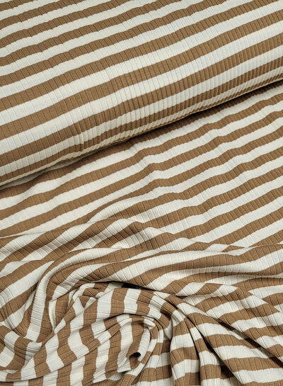 camel stripes - ribbed knit