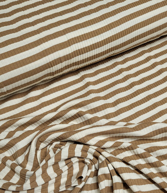 camel stripes - ribbed knit