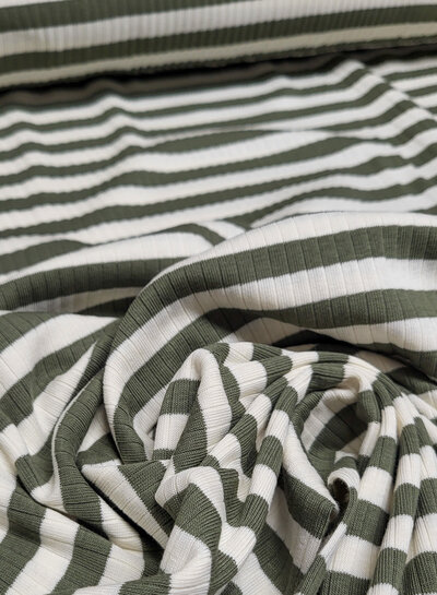 khaki streepjes - ribtricot
