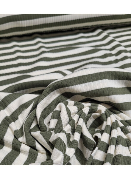 khaki streepjes - ribtricot