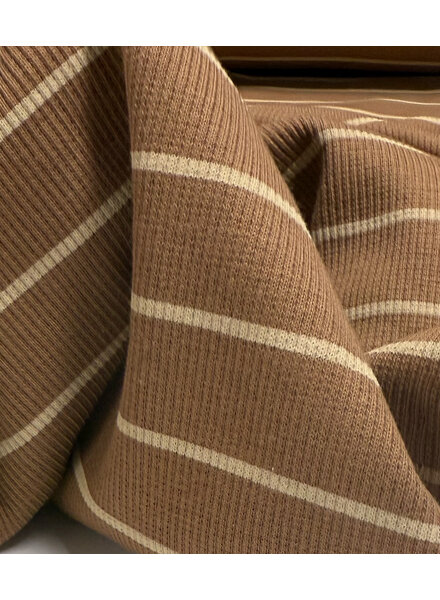 camel with beige stripes - ribbed knit