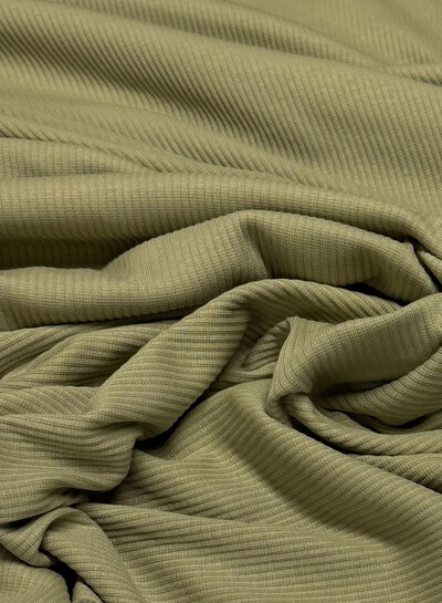 olijfgroen - zachte ribtricot