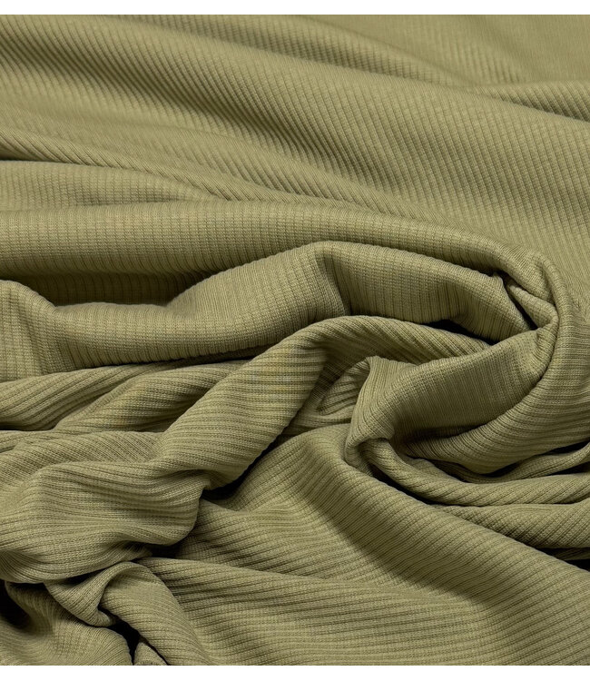 olijfgroen - zachte ribtricot