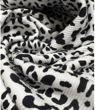 leopard black&white - ribbed jersey