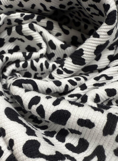 leopard black&white - ribbed jersey