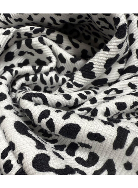 leopard black&white - ribtricot