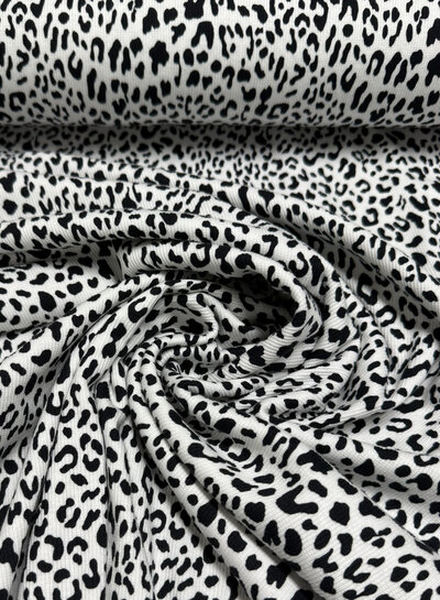 leopard black&white - ribbed jersey