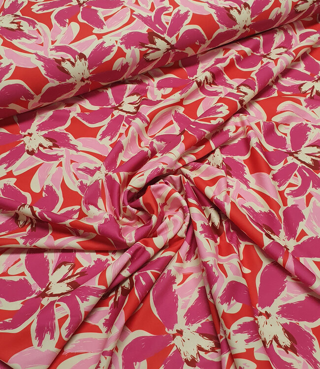 Madeline pink flowers - swimwear - lycra - UV bestendig factor 50