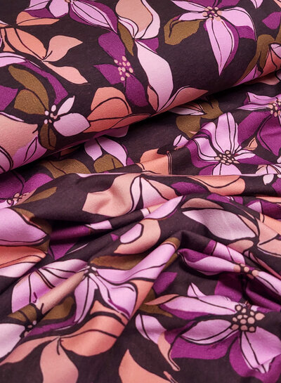 prachtige paarse bloemen  - zachte french terry