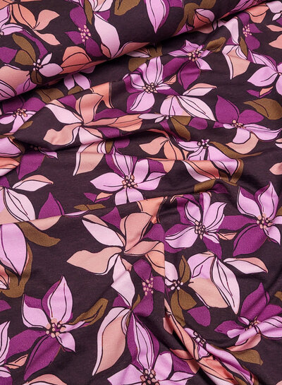 prachtige paarse bloemen  - zachte french terry