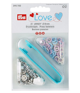 Prym 8 mm snap fasteners, blue, pink, white - 21 pieces - Prym