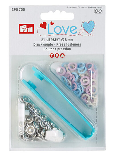 Prym 8 mm snap fasteners, blue, pink, white - 21 pieces - Prym