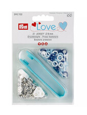 Prym 8 mm blue and white snap fasteners - 21 pieces - Prym