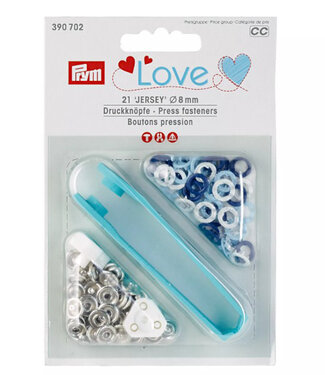 Prym 8 mm blue and white snap fasteners - 21 pieces - Prym