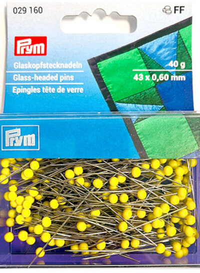 Prym gele glaskopspeldjes - 43 mm lengte 0,60mm diameter (40 g)