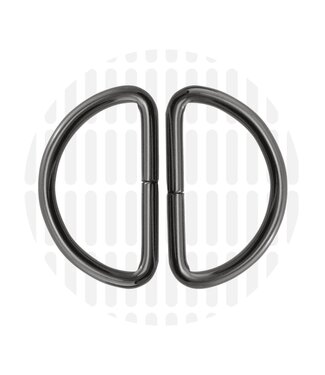 ZipperZoo D-ring 38 mm -  gun metal - verpakt per 2