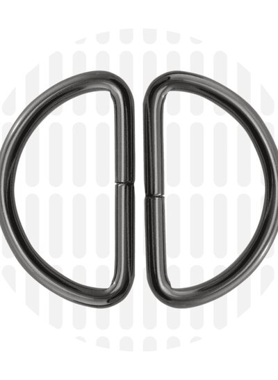ZipperZoo D-ring 38 mm -  gun metal - verpakt per 2