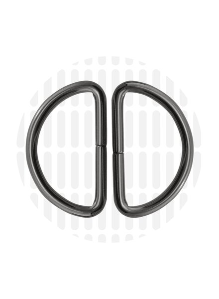 ZipperZoo D-ring 38 mm - gun metal - packed per 2