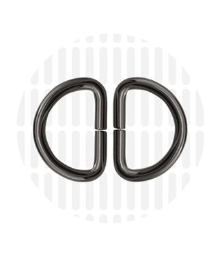 ZipperZoo D-ring 25 mm -  gun metal - verpakt per 2
