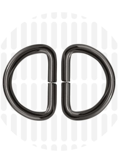 ZipperZoo D-ring 25 mm -  gun metal - verpakt per 2