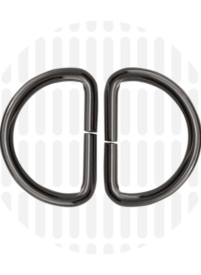 ZipperZoo D-ring 32 mm -  gun metal - verpakt per 2