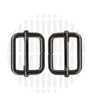 ZipperZoo Slide buckle 25 mm - gun metal - packed per 2