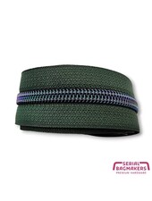 ZipperZoo sage green - spiraalrits 1 met #5 midnight rainbow