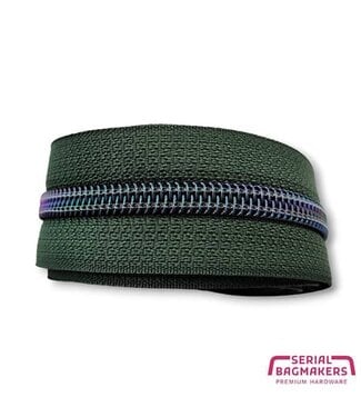 ZipperZoo sage green - spiraalrits 1 met #5 midnight rainbow