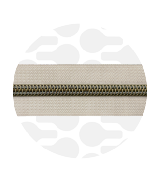 ZipperZoo Off-White - spiral zipper 1 meter #5 bronze