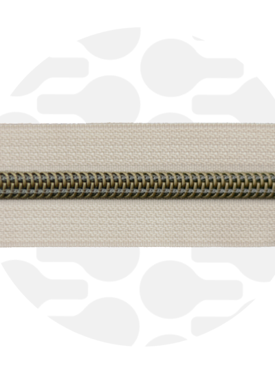 ZipperZoo Off-White - spiral zipper 1 meter #5 bronze