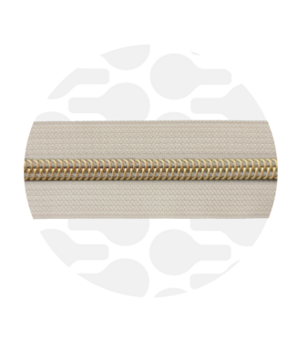 ZipperZoo off-white - spiraalrits 1 meter #5 goud