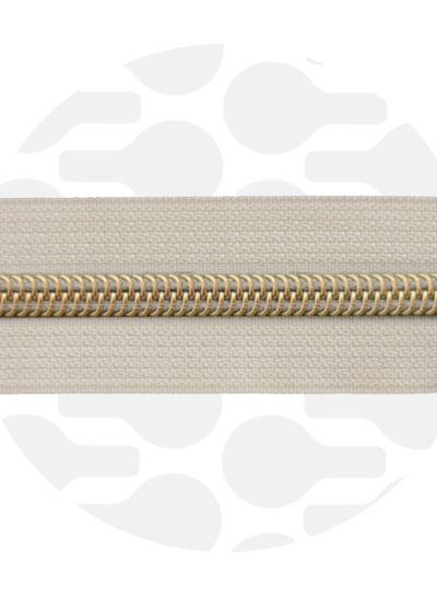 ZipperZoo off-white - spiraalrits 1 meter #5 goud