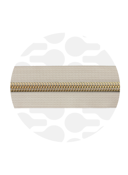ZipperZoo off-white - spiraalrits 1 meter #5 goud