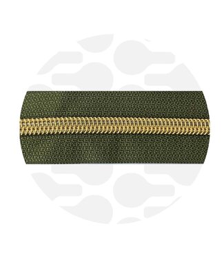 ZipperZoo spiral zipper army green with gold spiral #5 (excl. zipper pulls)