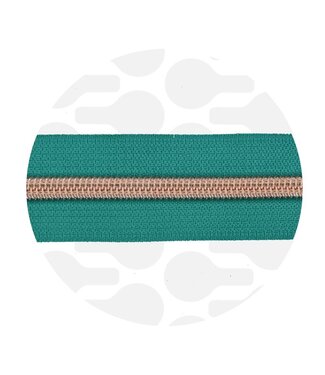 ZipperZoo nordic teal - spiraalrits 1 meter #5 rose goud