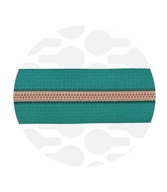 ZipperZoo Nordic Teal - spiral zipper 1 meter #5 rose gold