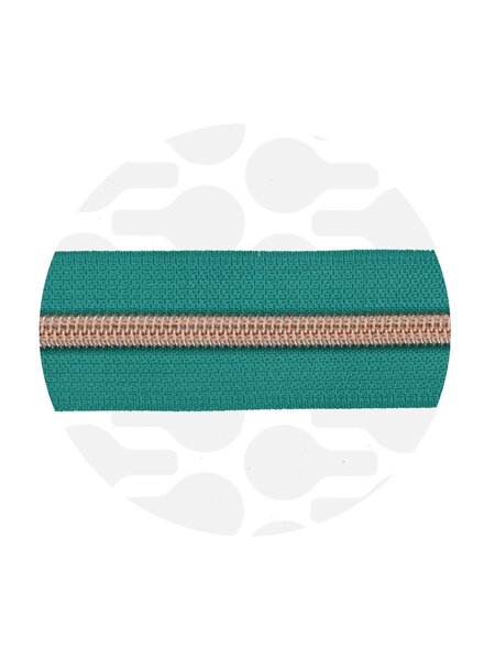 ZipperZoo Nordic Teal - spiral zipper 1 meter #5 rose gold