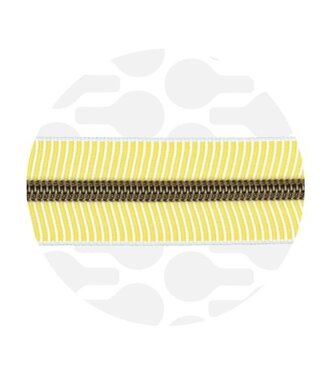 ZipperZoo Spiral zipper ZEBRA gold yellow - white striped with bronze spiral #5 (excl. zipper pulls)