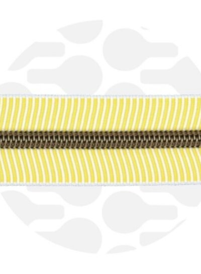 ZipperZoo Spiral zipper ZEBRA gold yellow - white striped with bronze spiral #5 (excl. zipper pulls)