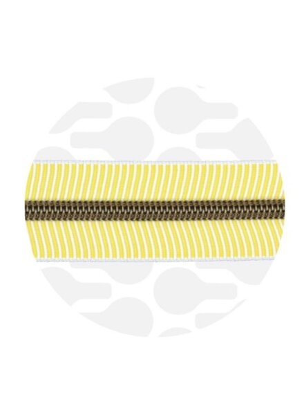 ZipperZoo Spiral zipper ZEBRA gold yellow - white striped with bronze spiral #5 (excl. zipper pulls)