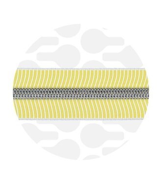 ZipperZoo spiral zipper ZEBRA gold yellow - white striped with SILVER spiral #5 (excl. zip pulls)