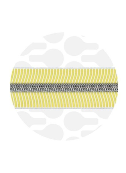 ZipperZoo spiraalrits ZEBRA goudgeel - wit gestreept met ZILVER spiraal #5 (excl. ritstrekkers)