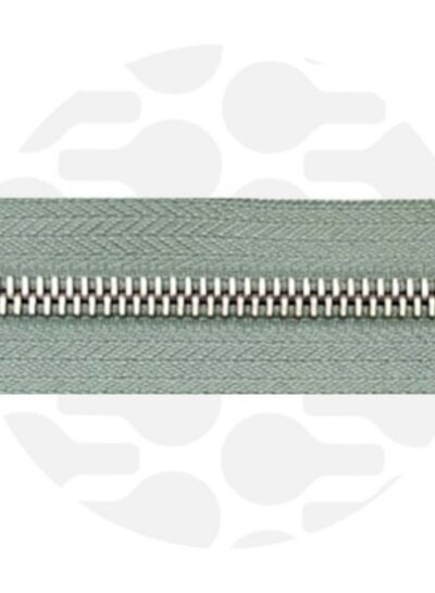 ZipperZoo spiraalrits smokey mint met zilver spiraal #5 (excl. ritstrekkers)